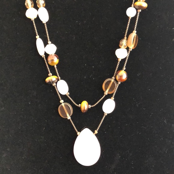 Lia Sophia antique tone double glass bead necklace - Picture 2 of 3